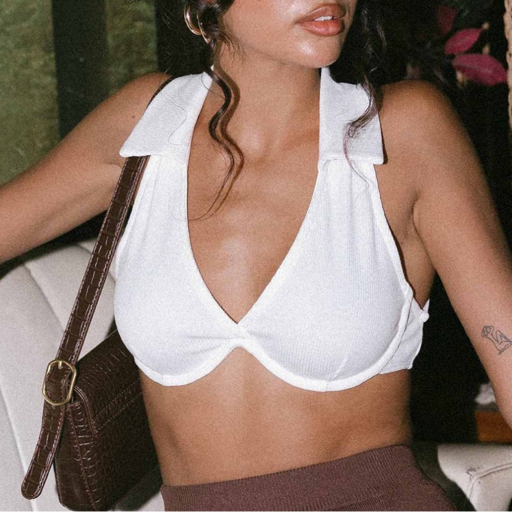 Worn Once Princess Polly Collared Crop Top